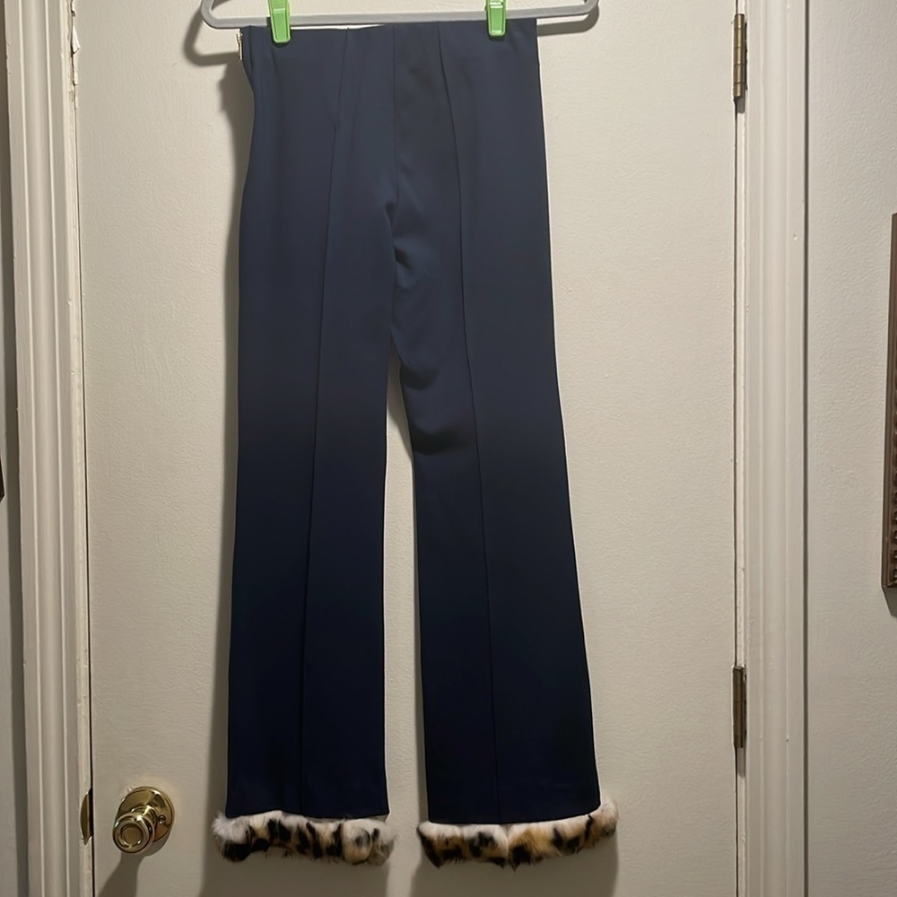 🌟Host Pick🌟 Vilagallo Navy Blue Front Seam Detachable Real Rabbit Hem Size 38 - Picture 5 of 10
